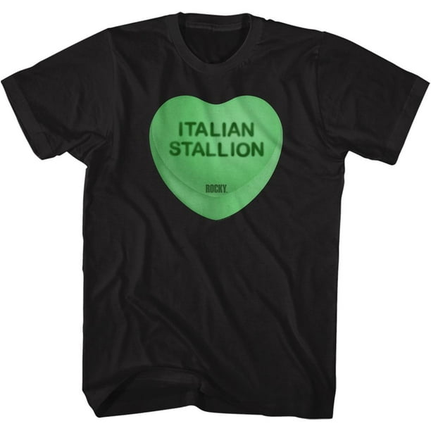 Rocky Black Writing Italian Stallion Adult T Shirt Classic Movie